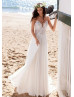 Spaghetti Straps Ivory Lace Chiffon Wedding Dress